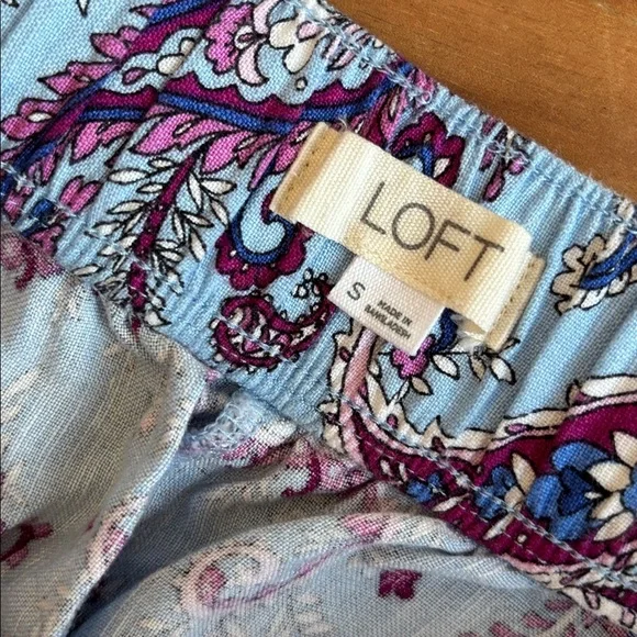 LOFT Blue Paisley Wide Leg Pants - Picture 3 of 9